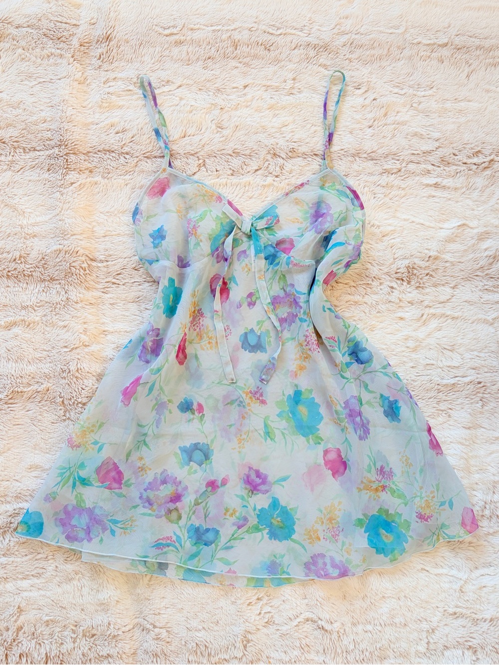 🧚🏼 Y2K Floral Fairycore Lingerie Slip Dress Cami Chemise Babydoll Top Fairy Doll